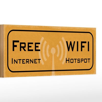 Cartello in legno avviso 27x10cm Hotspot Internet WIFI gratuito