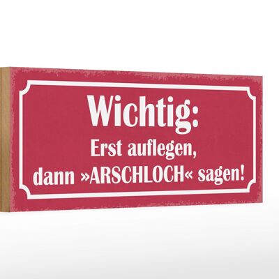 Holzschild Spruch 27x10cm erst auflegen dann Arschloch