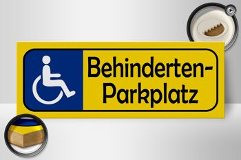 Panneau de stationnement en bois 27x10cm, panneau jaune de stationnement pour personnes handicapées 2
