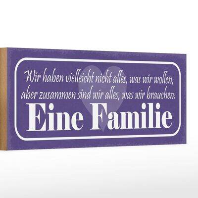 Holzschild Spruch 27x10cm Familie zusammen sind wir alles