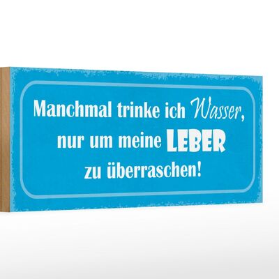 Holzschild Spruch 27x10cm manchmal trinke Wasser um Leber