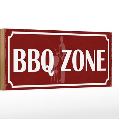 Holzschild Hinweis 27x10cm BBQ Zone Grill Fleisch
