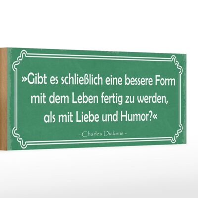 Cartel de madera que dice 27x10cm afrontar la vida con amor y humor