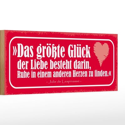 Holzschild Spruch 27x10cm das größte Glück der Liebe Herz