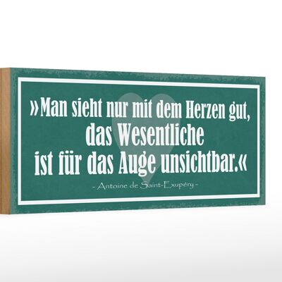 Holzschild Spruch 27x10cm man sieht nur mit Herzen gut