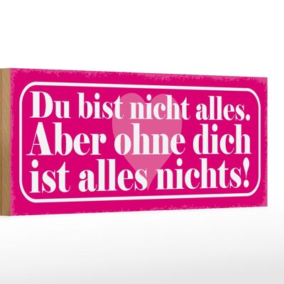 Holzschild Spruch 27x10cm du bist nicht alles aber ohne