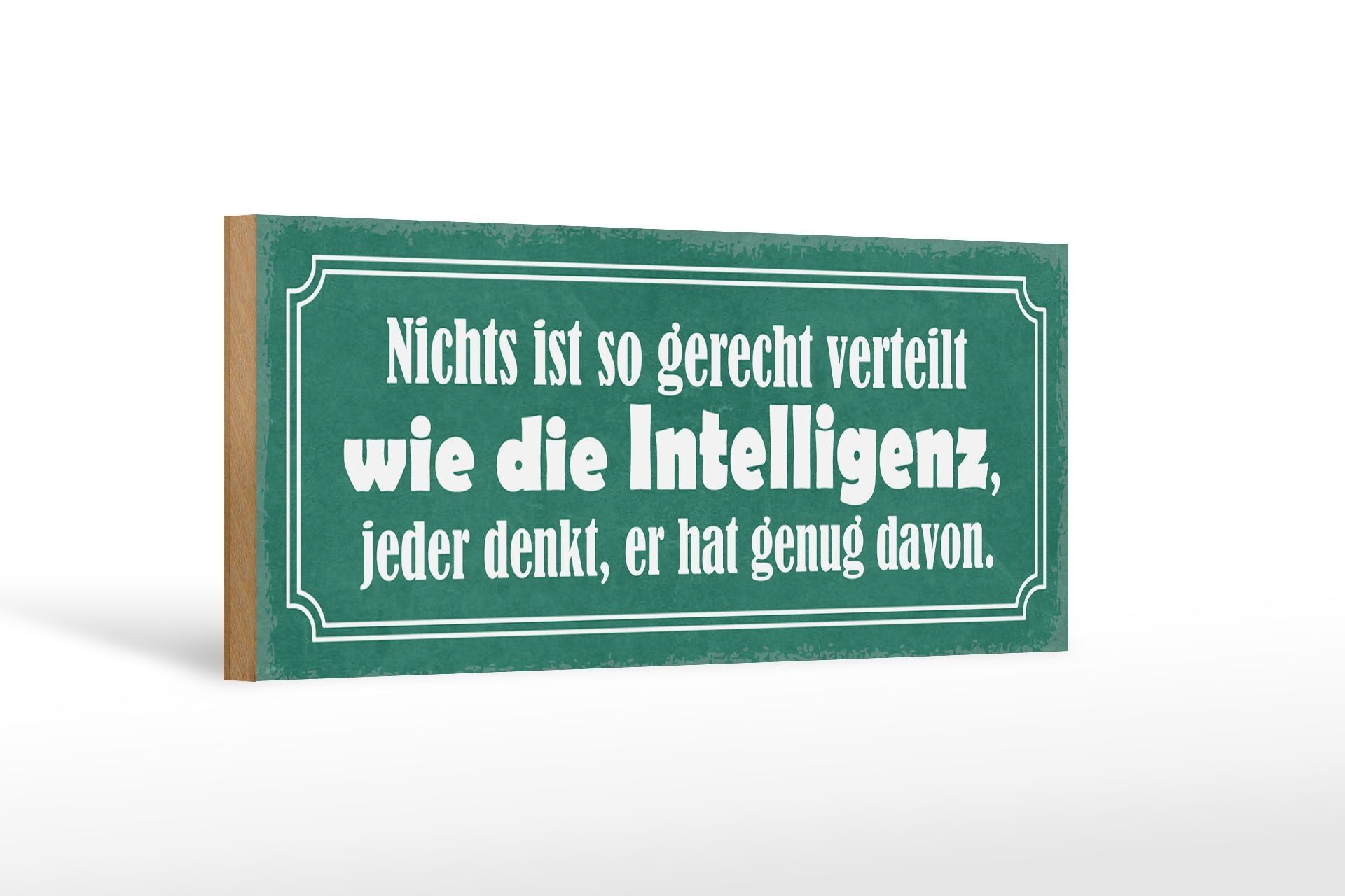 Cartel de madera que dice 27x10cm Distribuido inteligentemente de manera justa