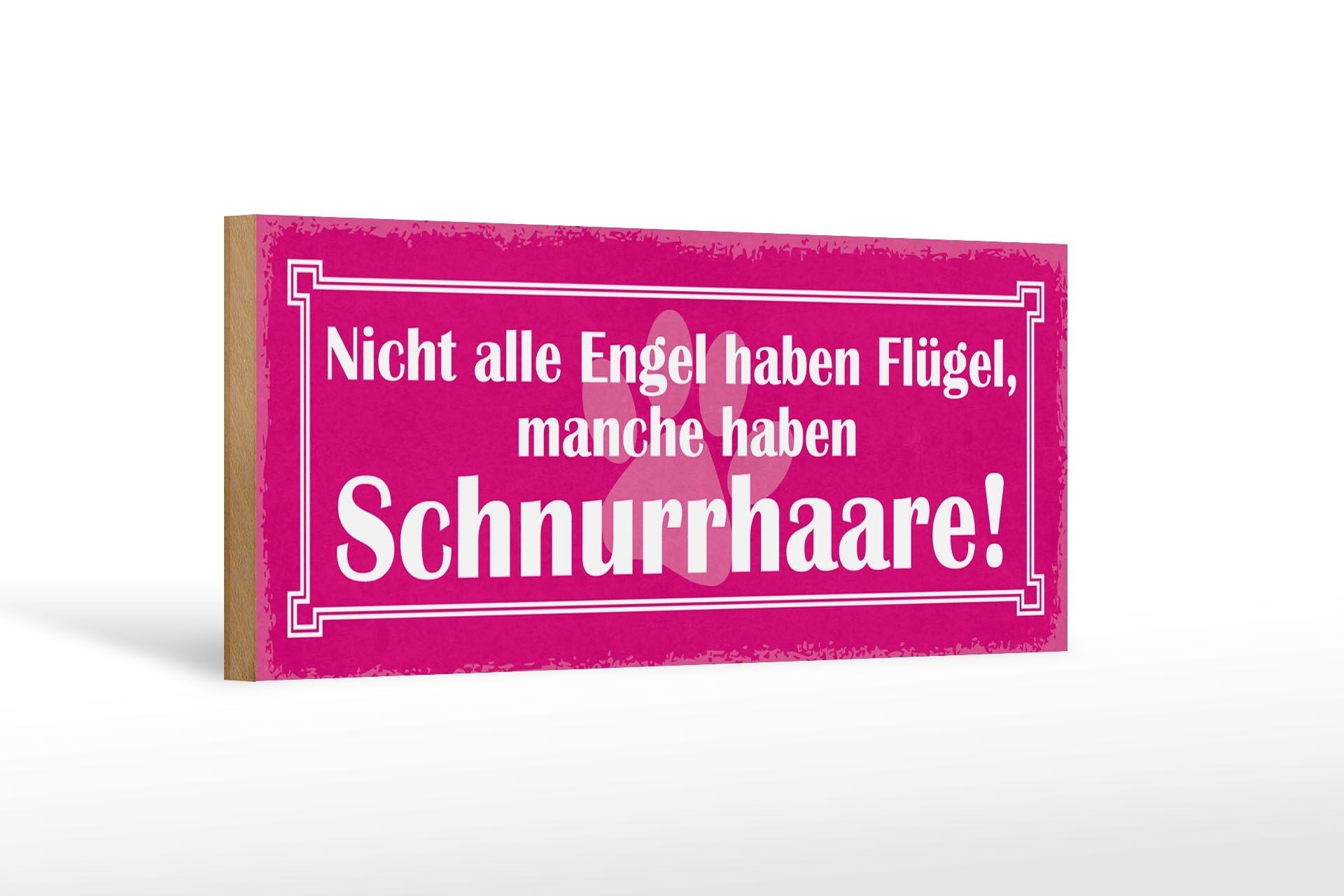 Letrero de madera que dice perro 27x10cm con bigotes de angeles