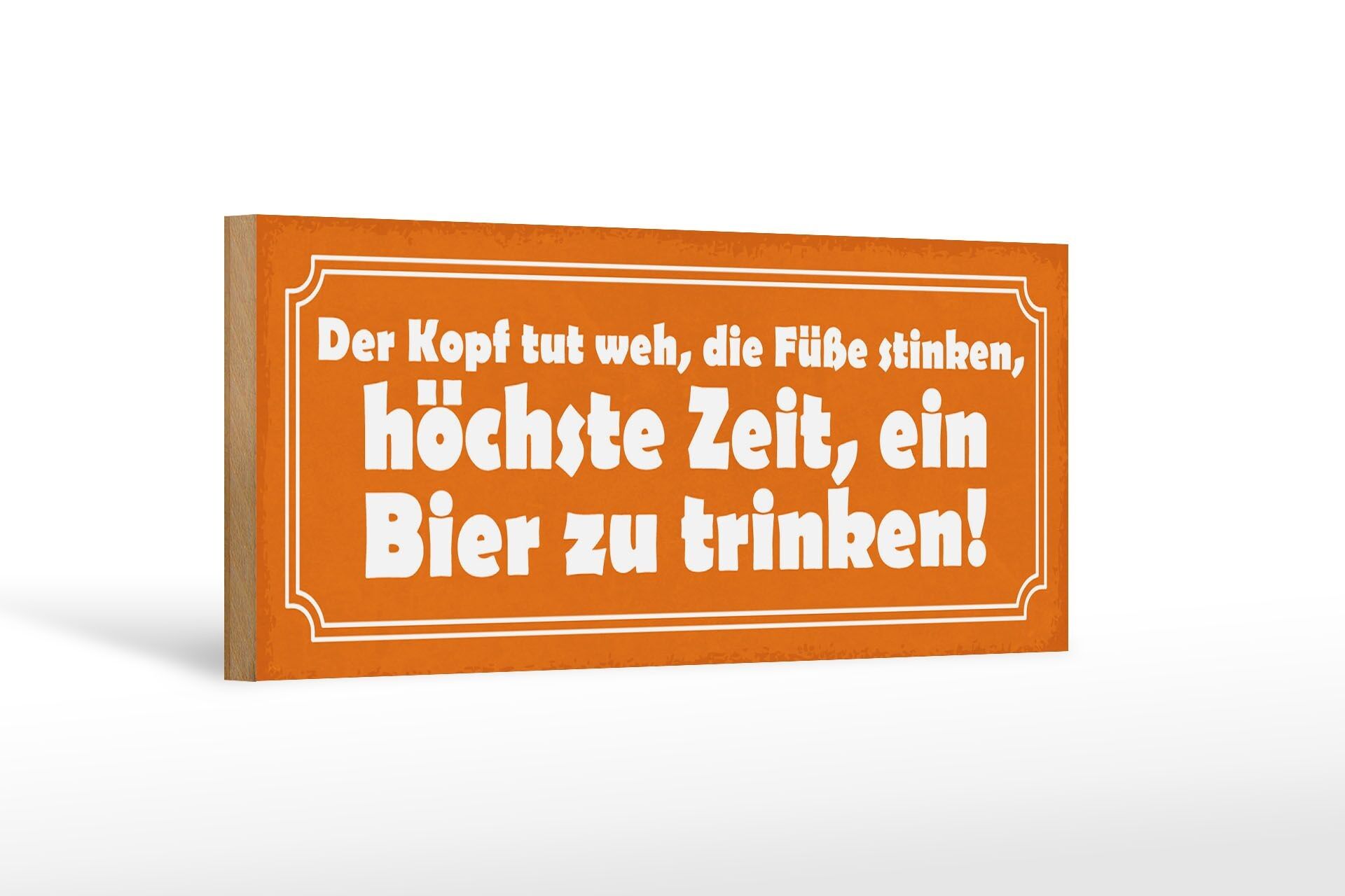 Cartello in legno 27x10 cm con scritta "è ora di bere una birra".