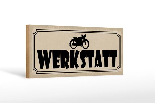Holzschild Hinweis 27x10cm Motorrad Werkstatt graues Schild