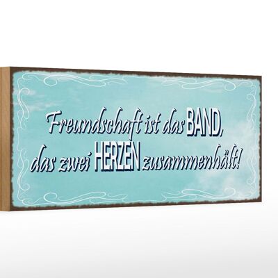 Letrero de madera que dice banda de amistad 27x10cm dos corazones