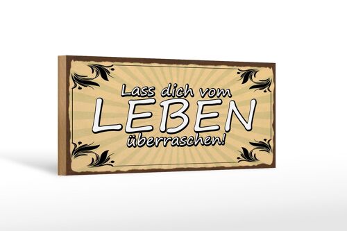 Holzschild Spruch 27x10cm lass dich vom Leben überraschen