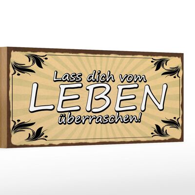 Holzschild Spruch 27x10cm lass dich vom Leben überraschen