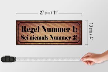 Panneau en bois indiquant 27x10cm Règle No.1 Ne soyez jamais le numéro 2 4