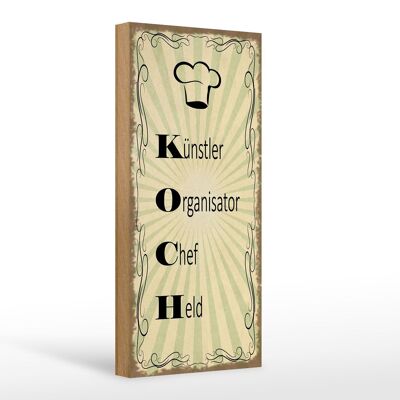 Holzschild Spruch 10x27cm Künstler Organisator Chef Held