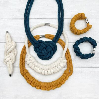 Macrame Kit, Rope Jewellery - Yellow, White and Navy