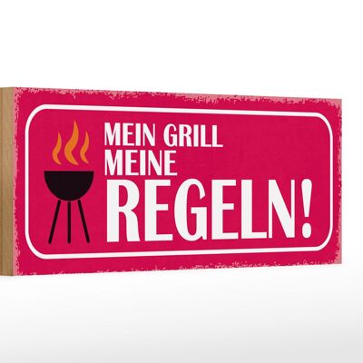 Cartel de madera que dice 27x10cm mi parrilla mis reglas