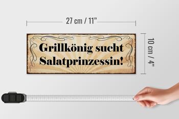 Panneau en bois indiquant 27x10cm Grill King cherche la princesse de la salade 4