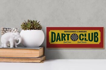 Panneau d'affichage en bois 27x10cm Professionnels du Dart Club Amateur 3