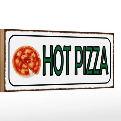 Cartel de madera nota 27x10cm Hot Pizza Fast Food