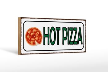 Panneau en bois note 27x10cm Hot Pizza Fast Food 1