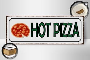 Panneau en bois note 27x10cm Hot Pizza Fast Food 2