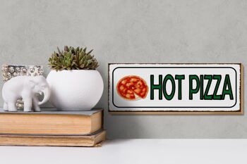 Panneau en bois note 27x10cm Hot Pizza Fast Food 3