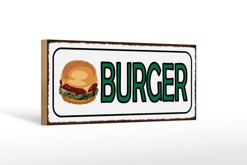 Holzschild Hinweis 27x10cm Burger Fast Food