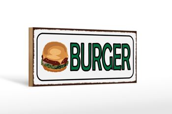 Panneau en bois note 27x10cm Burger Fast Food 1