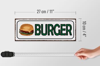 Panneau en bois note 27x10cm Burger Fast Food 4