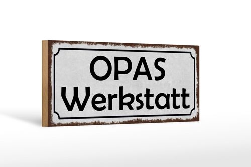 Holzschild Spruch 27x10cm Opas Werkstatt Familie graues Schild