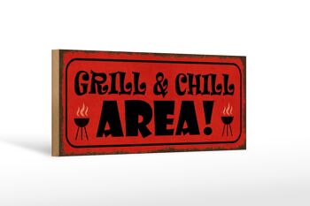 Panneau en bois indiquant 27x10cm Grill Chill Area Grilling 1