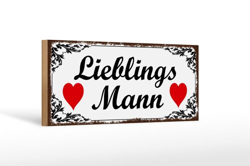 Holzschild Spruch 27x10cm Lieblingsmann Herz weißes Schild