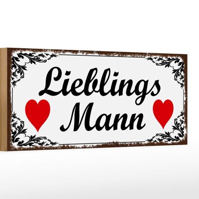 Holzschild Spruch 27x10cm Lieblingsmann Herz weißes Schild