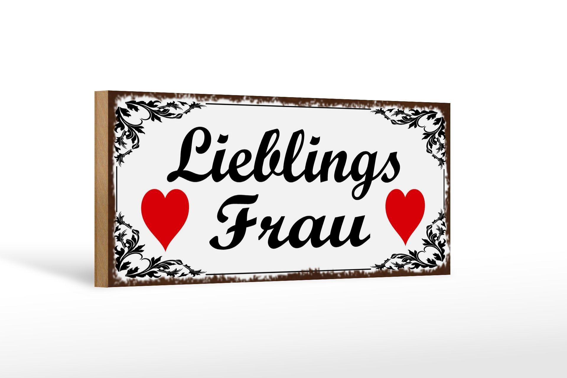 Cartello in legno con scritta "Donna preferita" a forma di cuore bianco, 27x10 cm