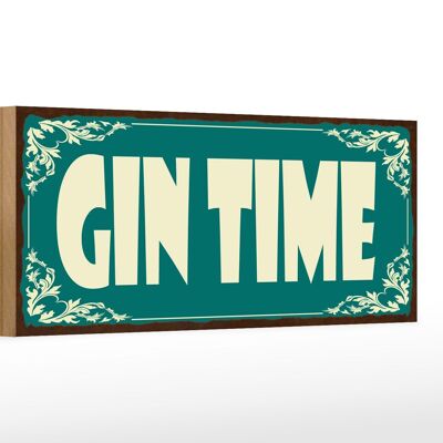 Cartello in legno con scritta Gin Time 27x10 cm