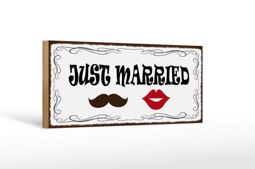 Holzschild Spruch 27x10cm Just married Ehepaar