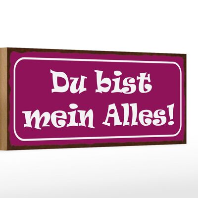 Holzschild Spruch 27x10cm Du bis mein Alles