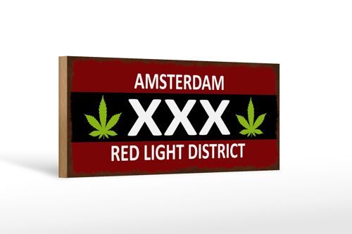 Holzschild Spruch 27x10cm Amsterdam XXX red light district