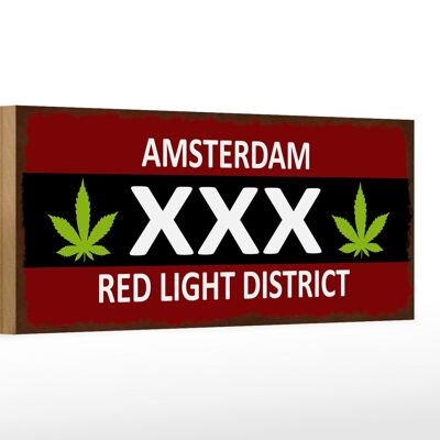 Cartello in legno con scritta 27x10 cm Amsterdam XXX quartiere a luci rosse