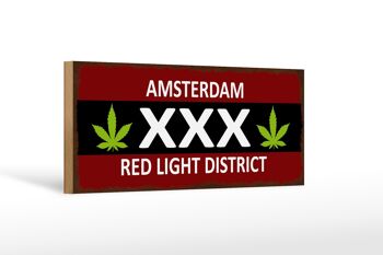 Panneau en bois indiquant 27x10cm Amsterdam XXX quartier rouge 1