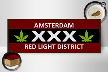 Panneau en bois indiquant 27x10cm Amsterdam XXX quartier rouge 2