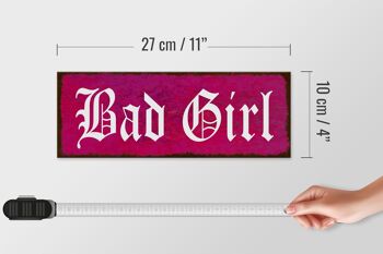 Panneau en bois disant 27x10cm Panneau rose Bad Girl 4