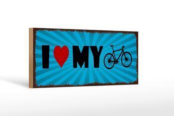 Panneau en bois disant 27x10cm J'aime mon vélo vélo 1