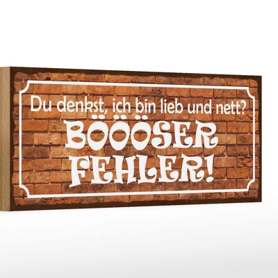 Holzschild Spruch 27x10cm denkst bin lieb BÖÖÖSER Fehler