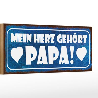 Cartello in legno con scritta 27x10 cm il mio cuore appartiene a papà