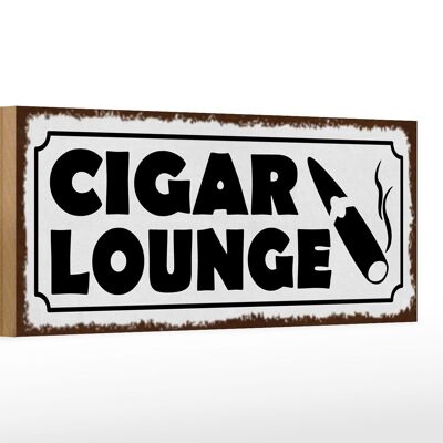 Cartello in legno con scritta Cigar Lounge Cigar bianco 27x10 cm