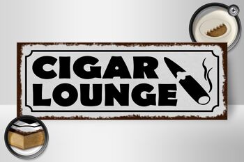 Panneau en bois disant 27x10cm Cigar Lounge Cigar panneau blanc 2