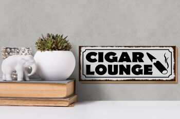 Panneau en bois disant 27x10cm Cigar Lounge Cigar panneau blanc 3