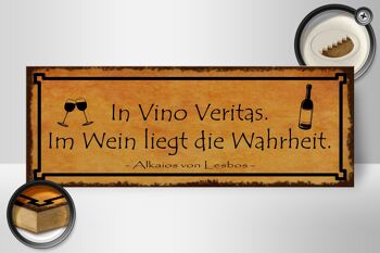 Panneau en bois disant 27x10cm en Vino Veritas dans la vérité du vin 2